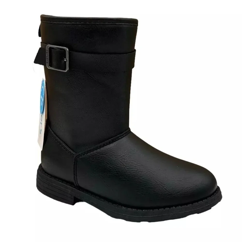 Carter's Little Girl's Fashion Mid Calf Boots Size 11 Black Lined‎ Side Zipper
